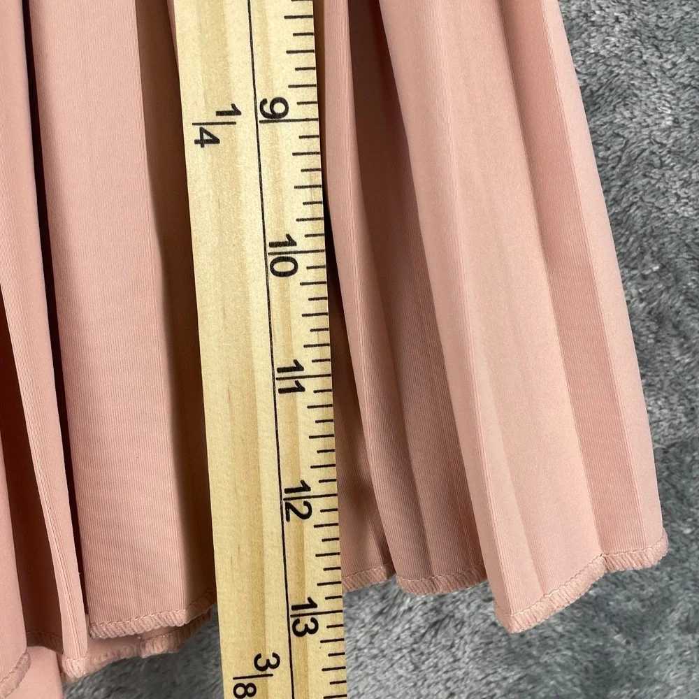 GOLD HINGE Pleated Tennis Skirt Skort Womens L Peachy Pink Preppy Pickleball EUC